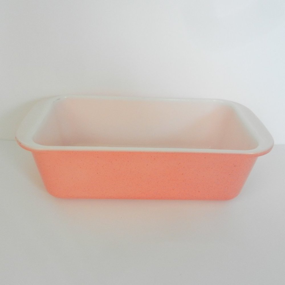 Vintage Pink Speckled Pyrex 213 Loaf Pan Casserole 1 1/5 Qt USA